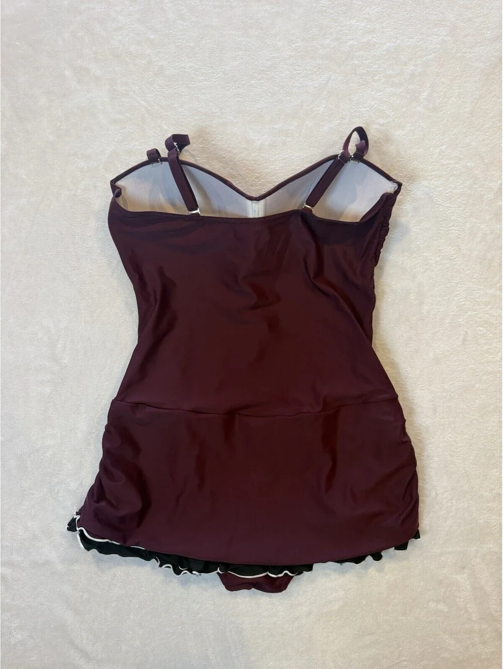 Hilor Women's 16 Burgundy One Piece Swim With Tummy Control Adjustable Straps